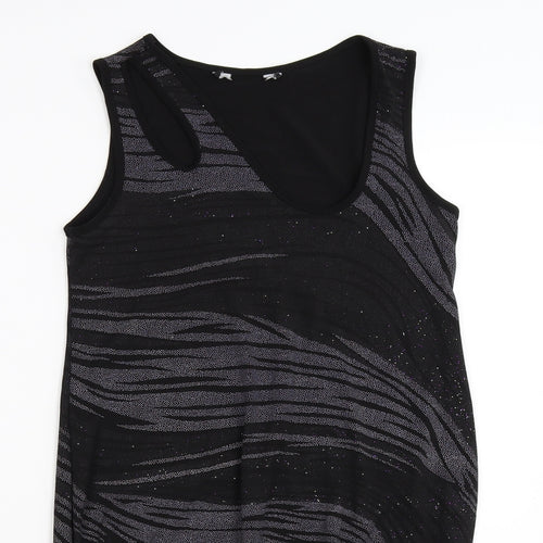 Dorothy Perkins Womens Grey Striped  Tunic T-Shirt Size 8