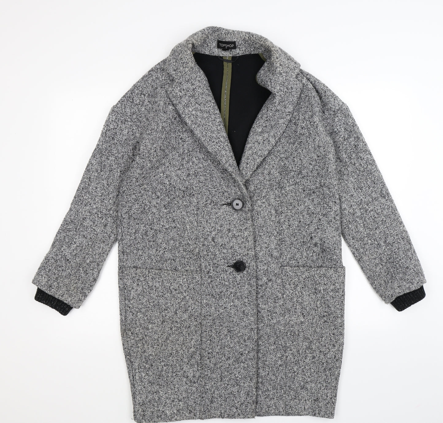 Topshop Womens Grey  Knit Overcoat Coat Size XS