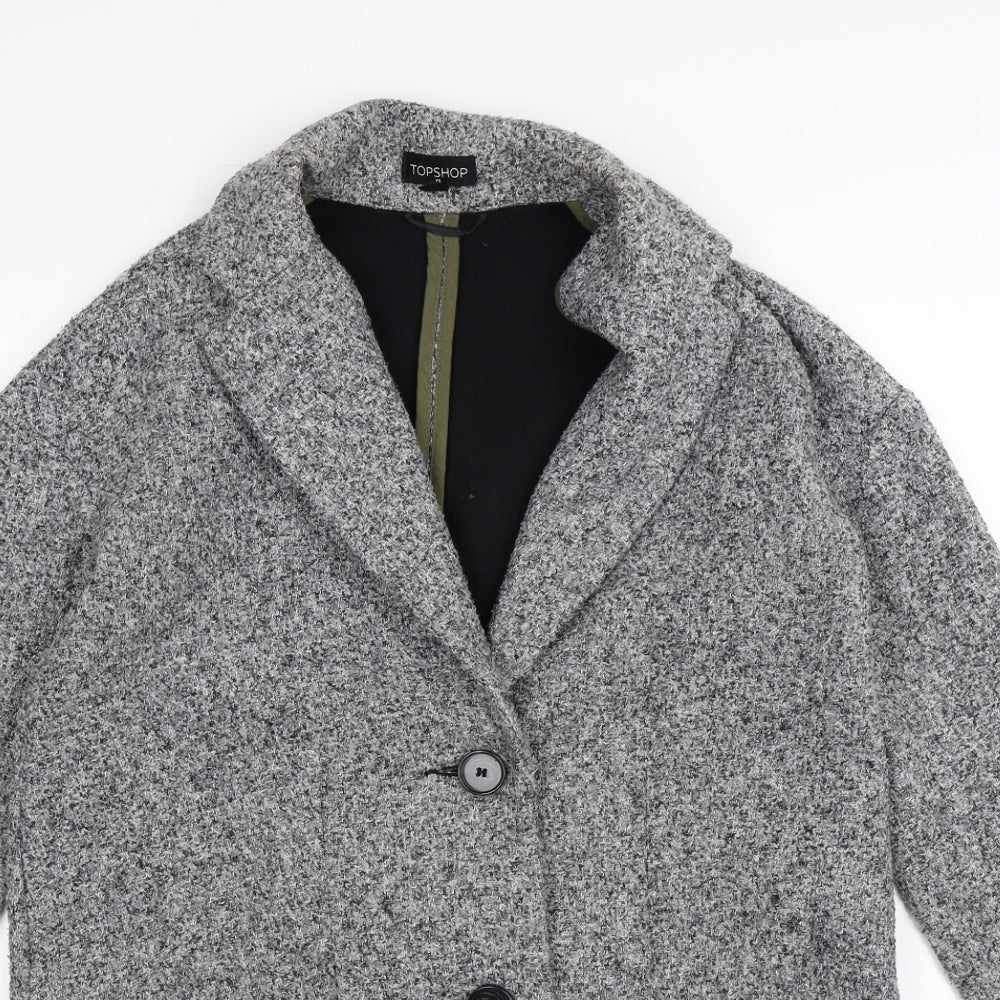 Topshop Womens Grey  Knit Overcoat Coat Size XS