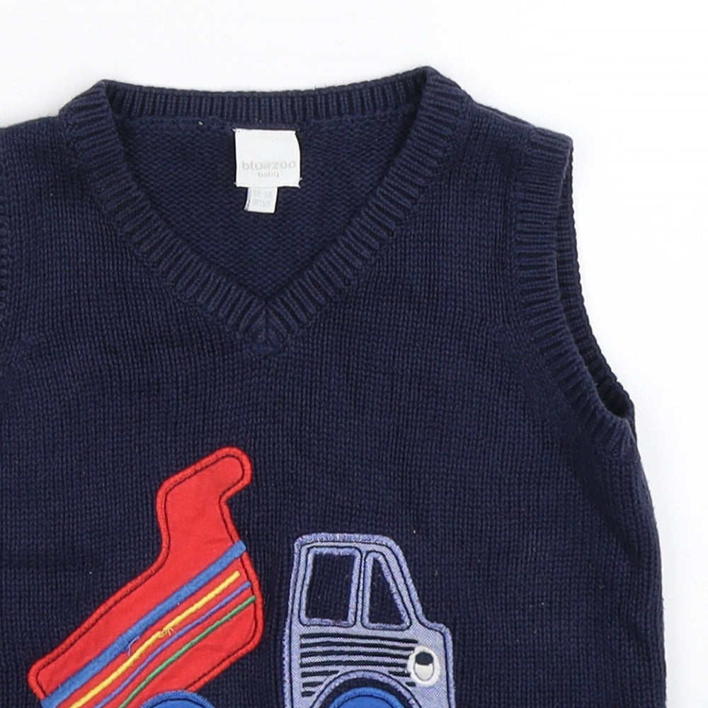 bluezoo Boys Blue  Knit Vest Jumper Size 12-18 Months  - dumper