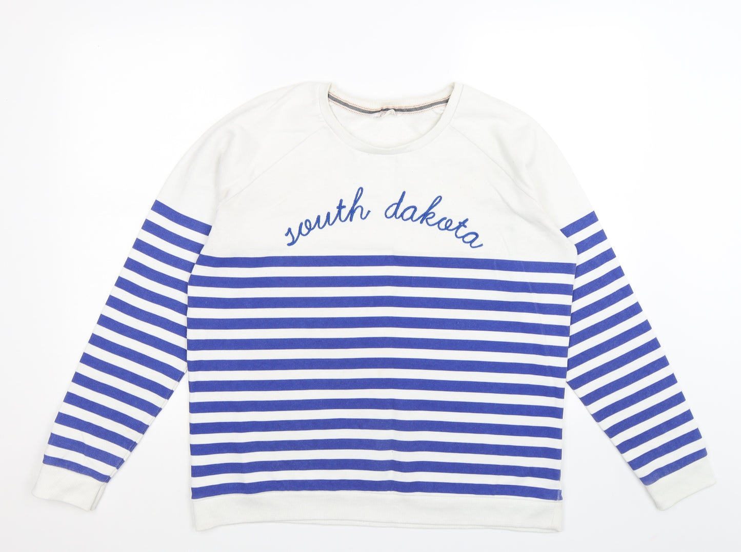 falmer Womens Blue Striped Jersey Pullover Sweatshirt Size 14  - south dakota
