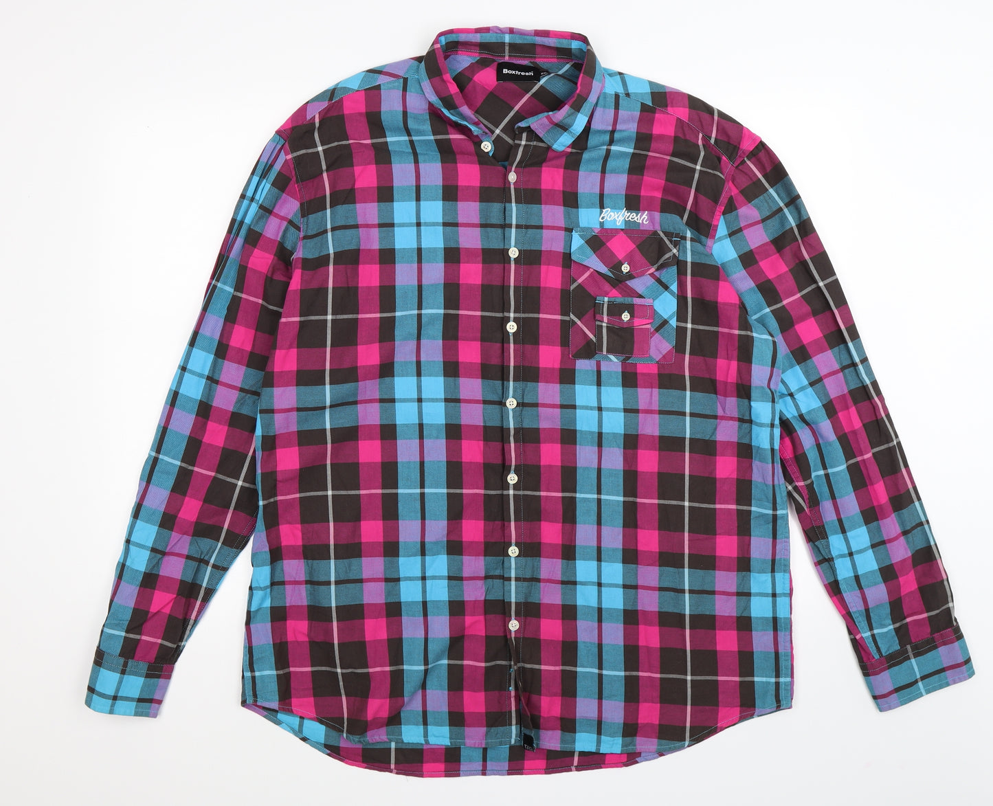 Boxfresh Mens Purple Check   Button-Up Size 2XL
