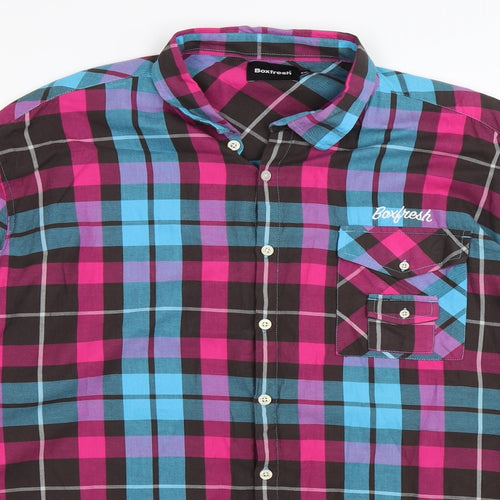 Boxfresh Mens Purple Check   Button-Up Size 2XL