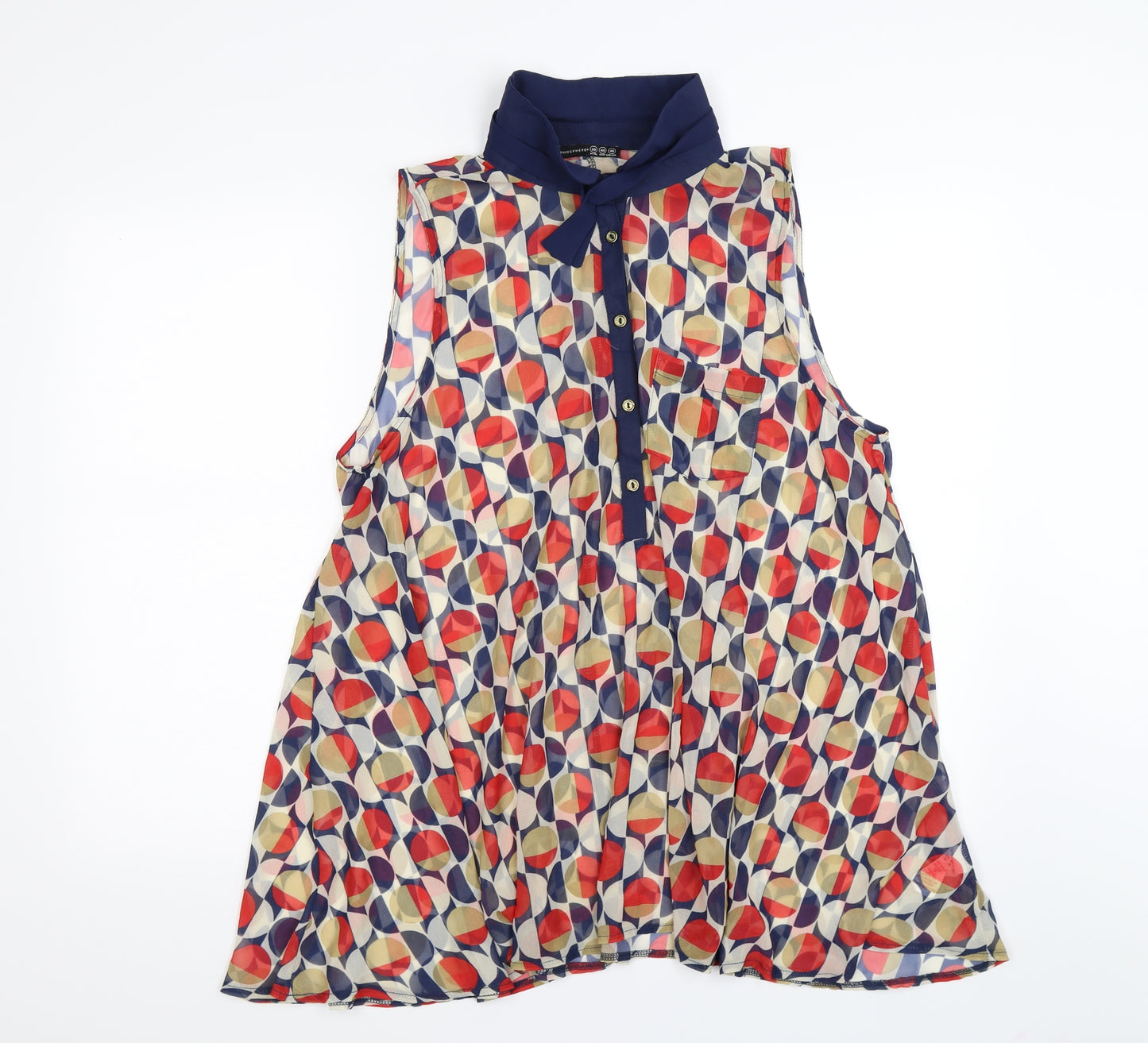 Atmosphere Womens Blue Polka Dot Chiffon Tunic Blouse Size 20