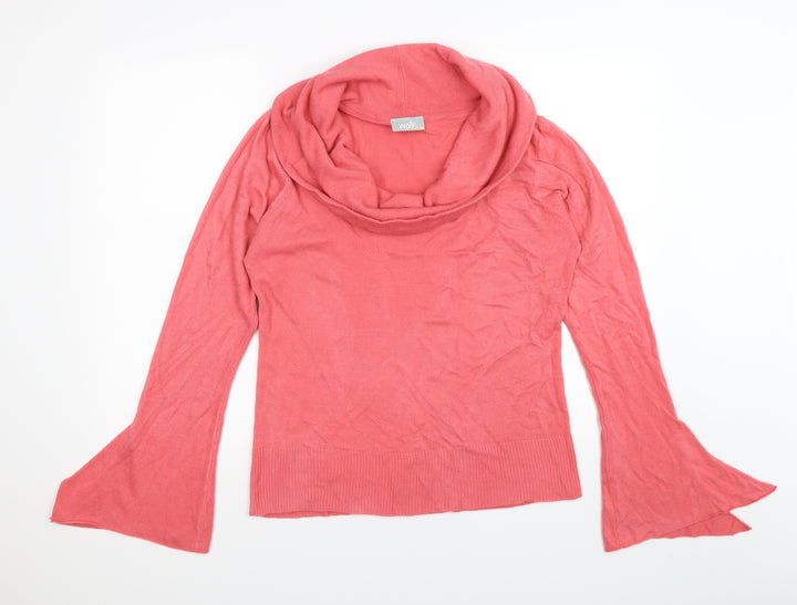 Wallis Womens Pink Knit Pullover Jumper Size 16 - bell sleeves