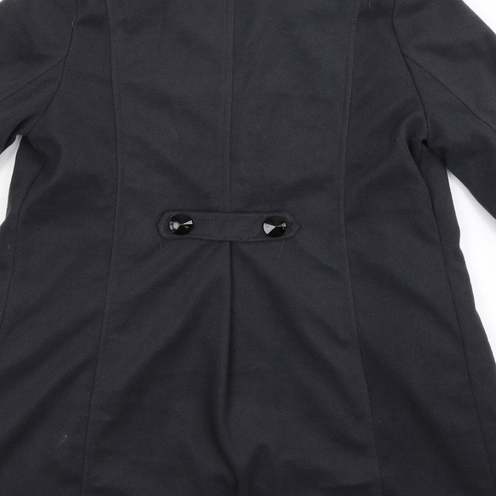 Lily White Womens Grey  Fleece Pea Coat Coat Size M