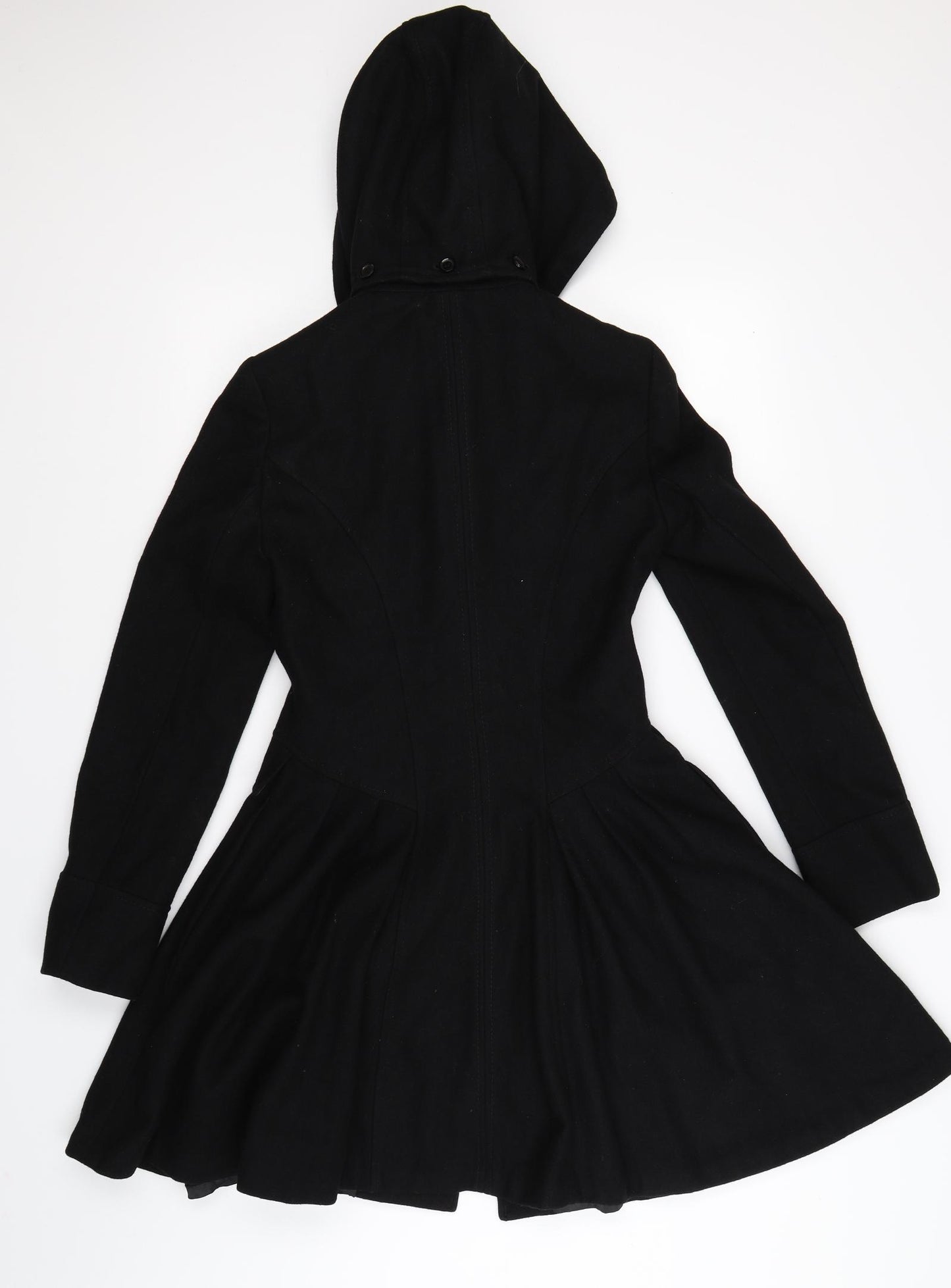 Topshop Womens Black  Knit Overcoat Coat Size 6  - flare hem