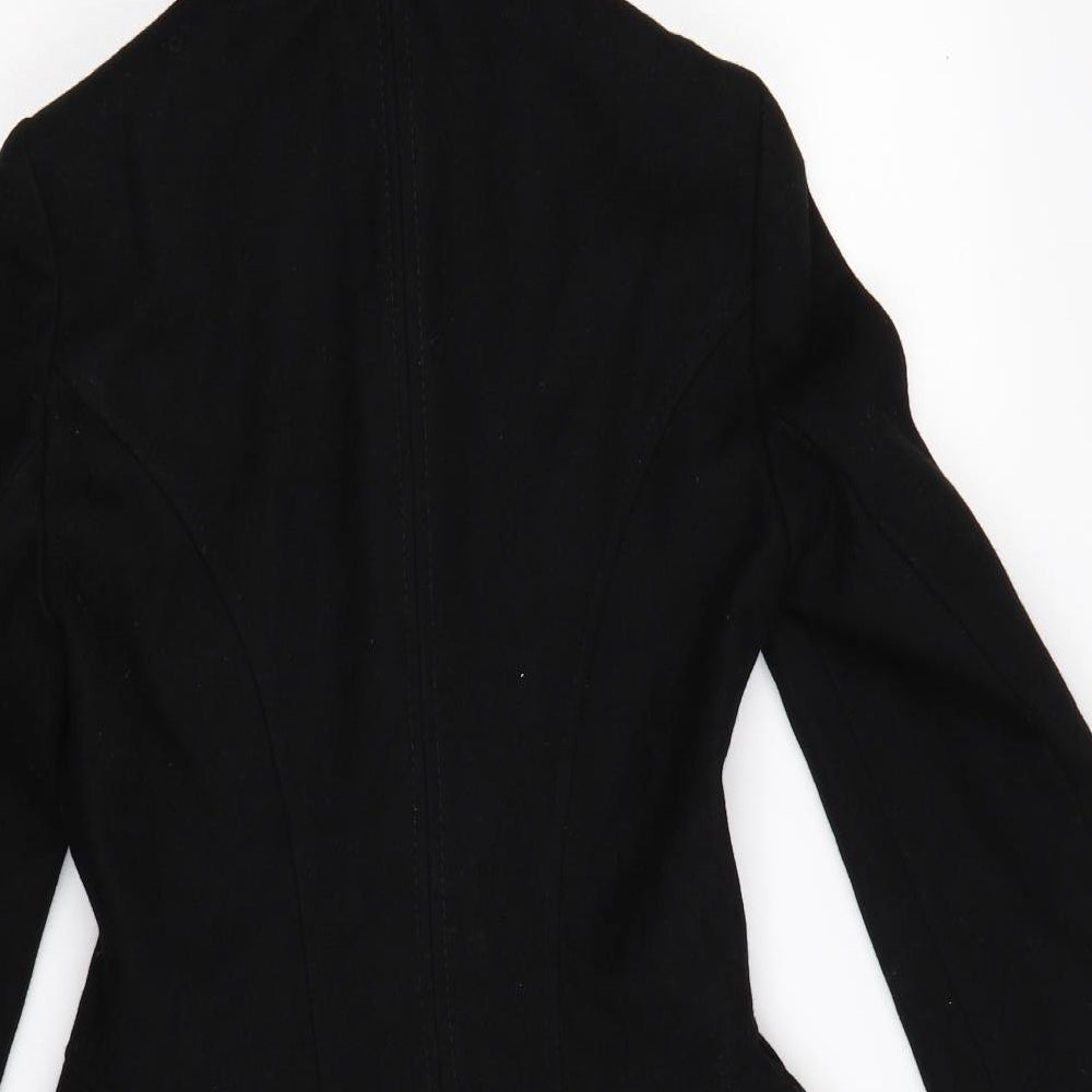 Topshop Womens Black  Knit Overcoat Coat Size 6  - flare hem