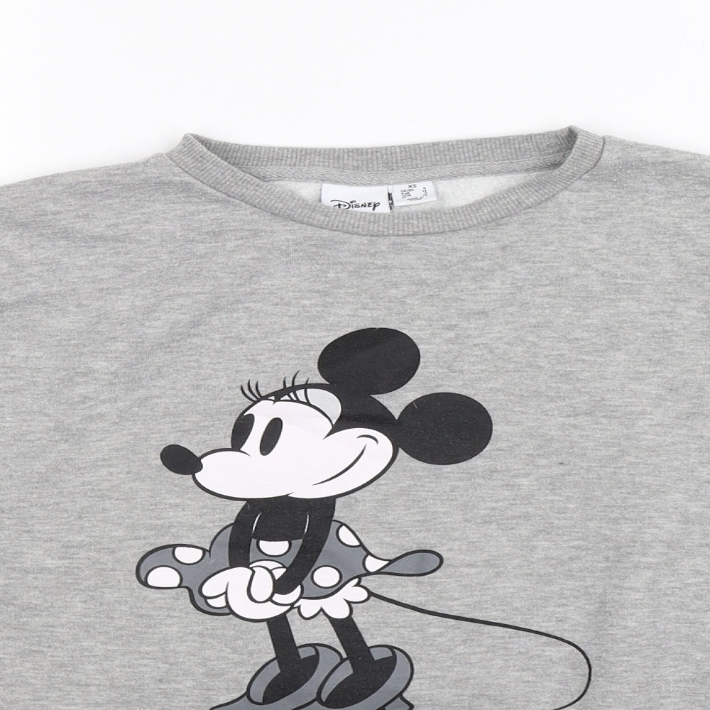 Primark Womens Grey  Jersey Pullover Sweatshirt Size 4  - MINNIE MOUSE RETRO