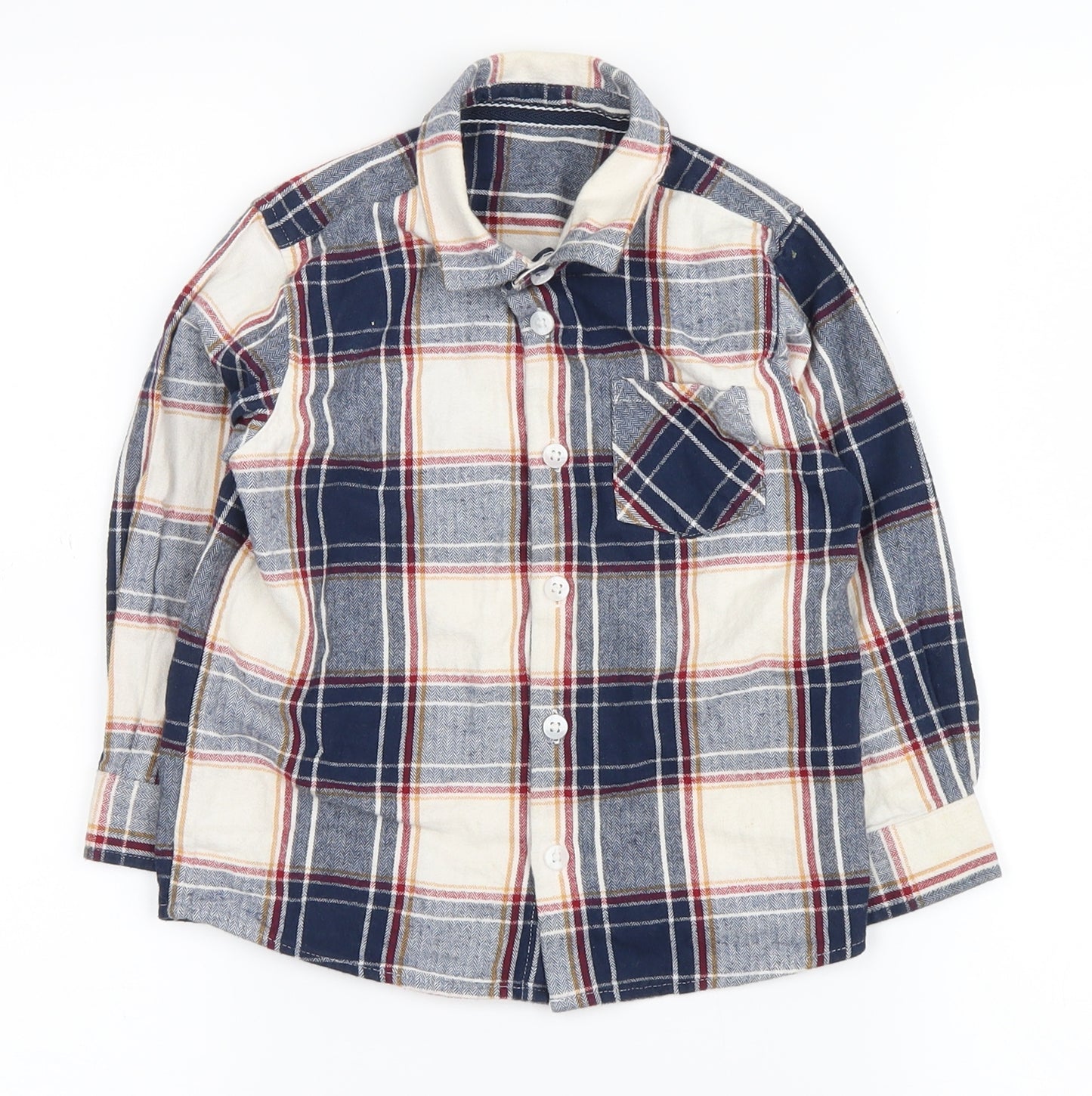 Matalan Boys White Plaid  Basic Button-Up Size 2-3 Years
