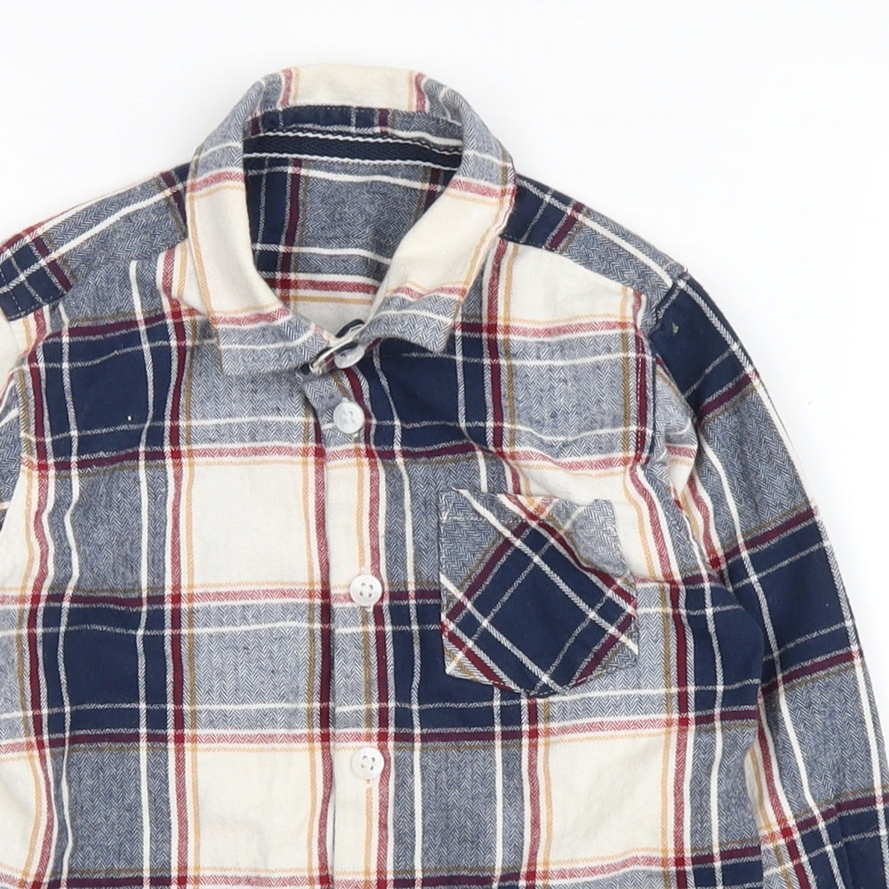 Matalan Boys White Plaid  Basic Button-Up Size 2-3 Years