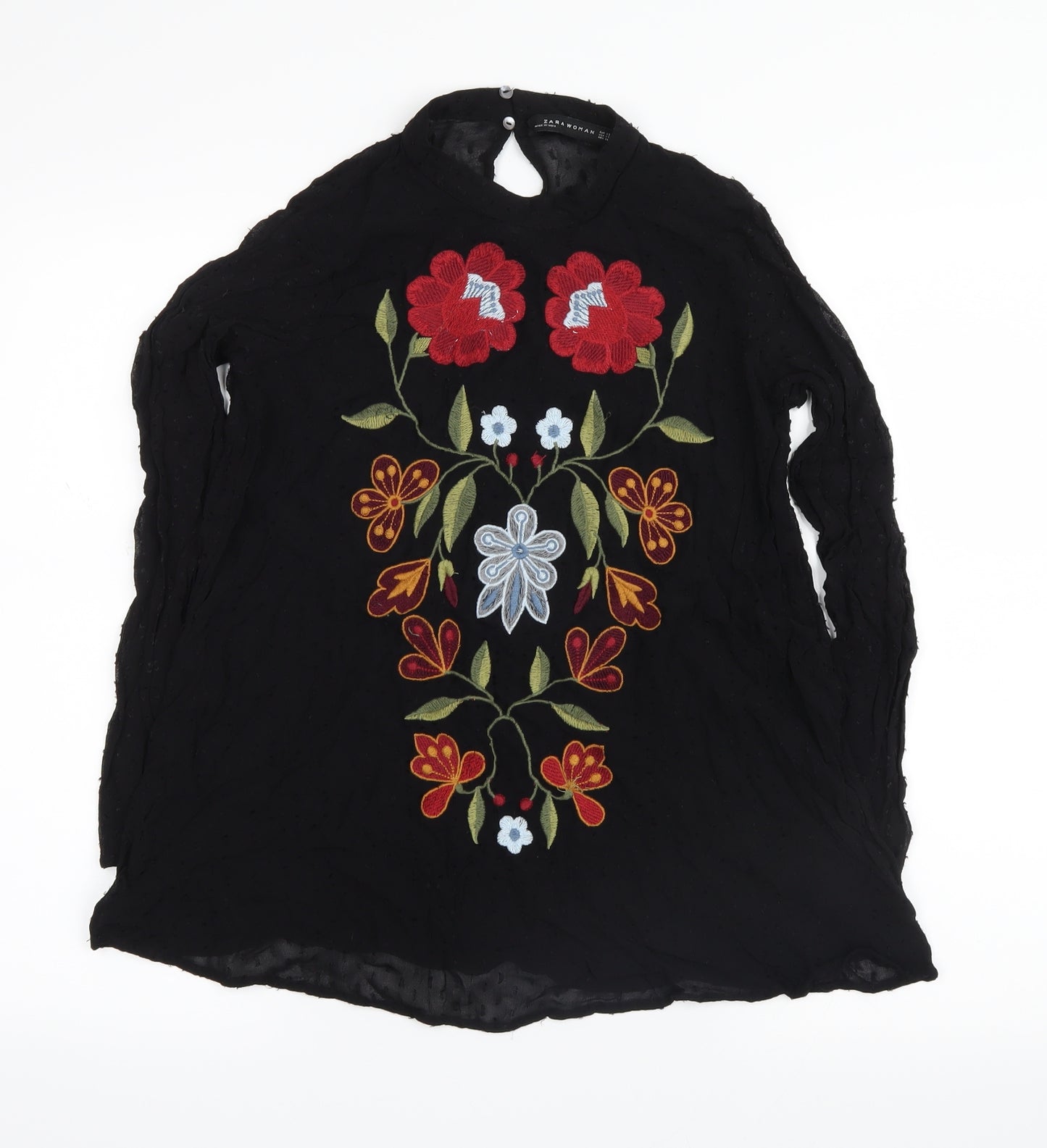 Zara Womens Black Floral  Basic Blouse Size XS