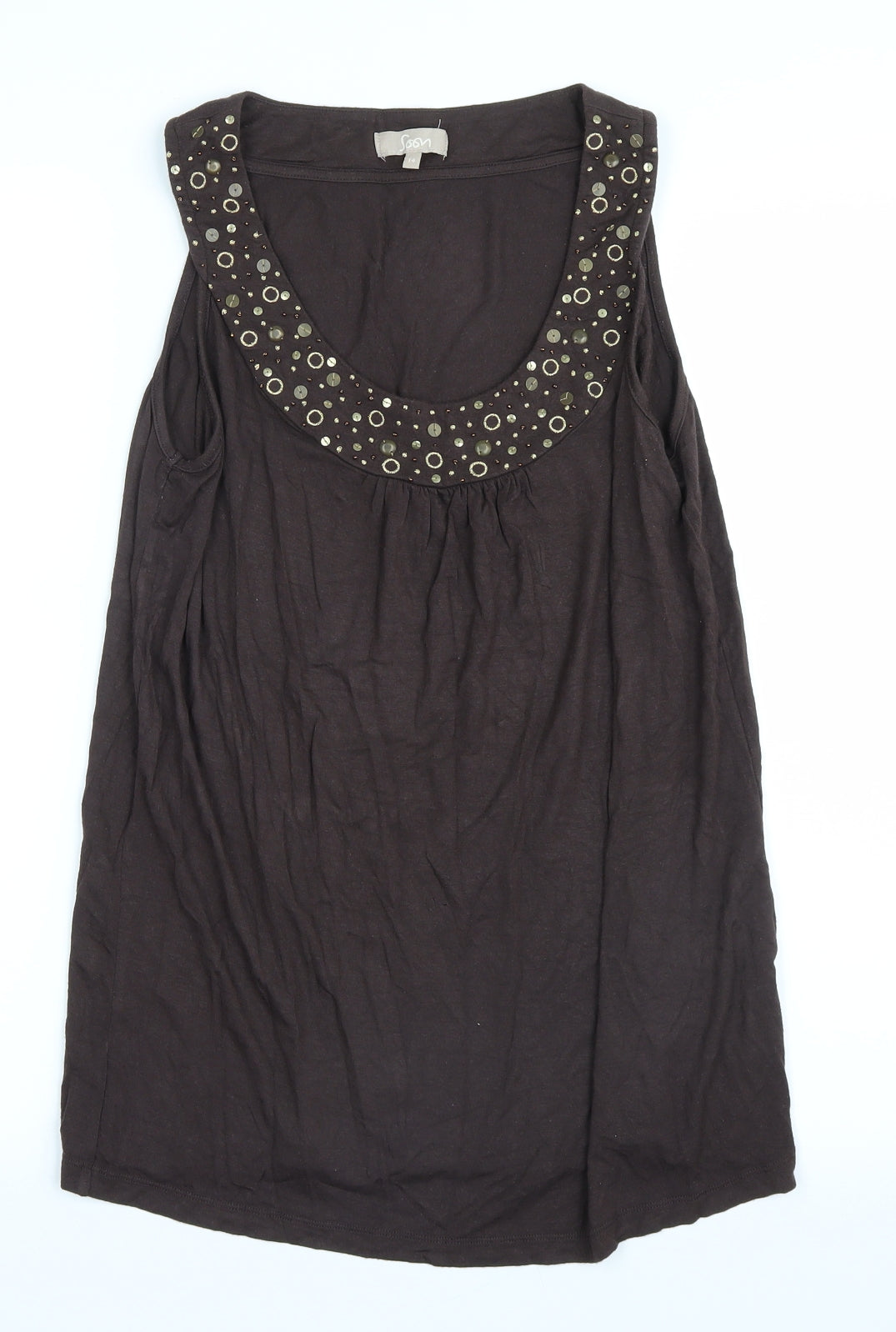 Soon Womens Brown   Basic Tank Size 14