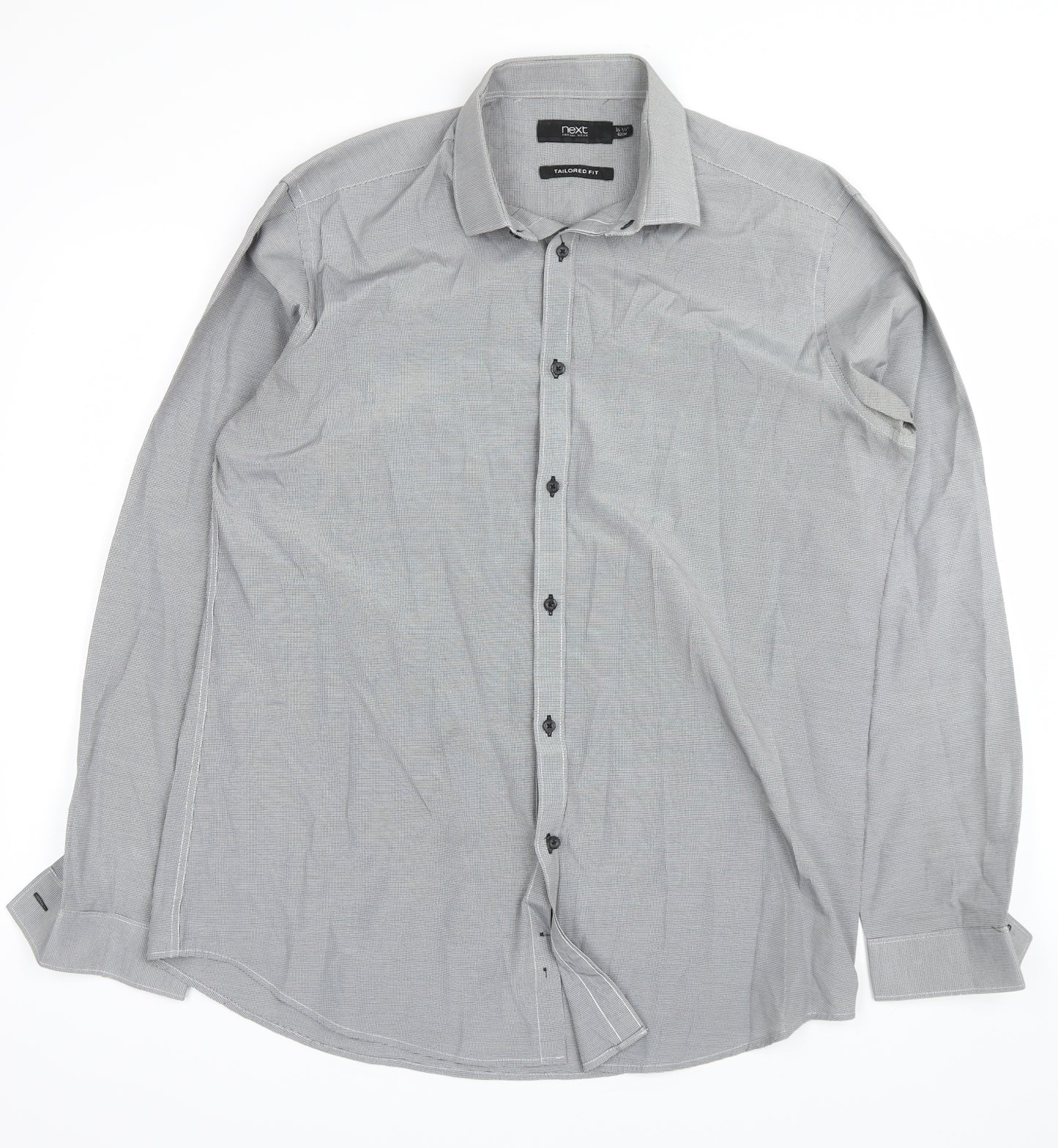NXT Mens Grey Check   Button-Up Size 16.5