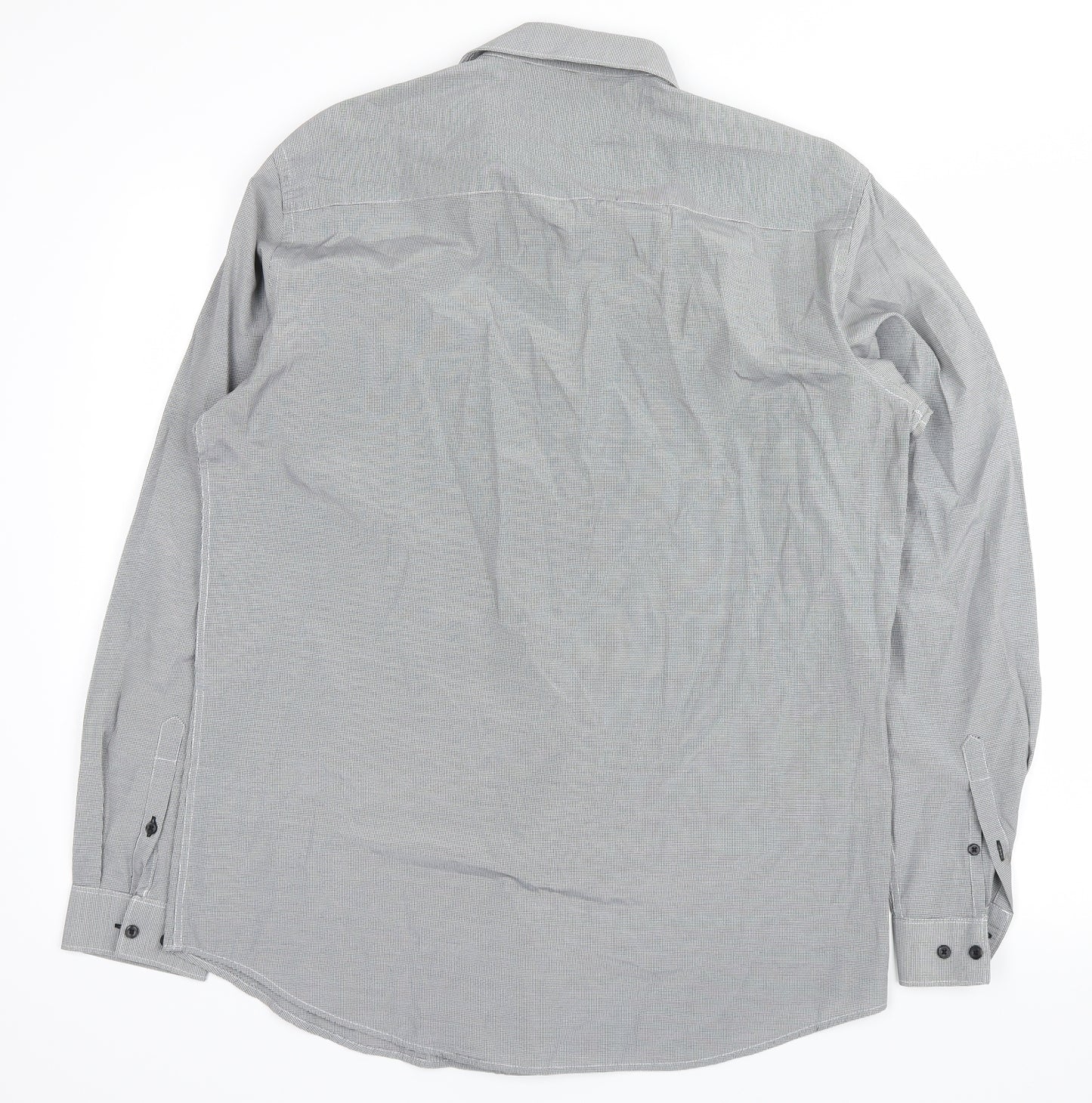 NXT Mens Grey Check   Button-Up Size 16.5