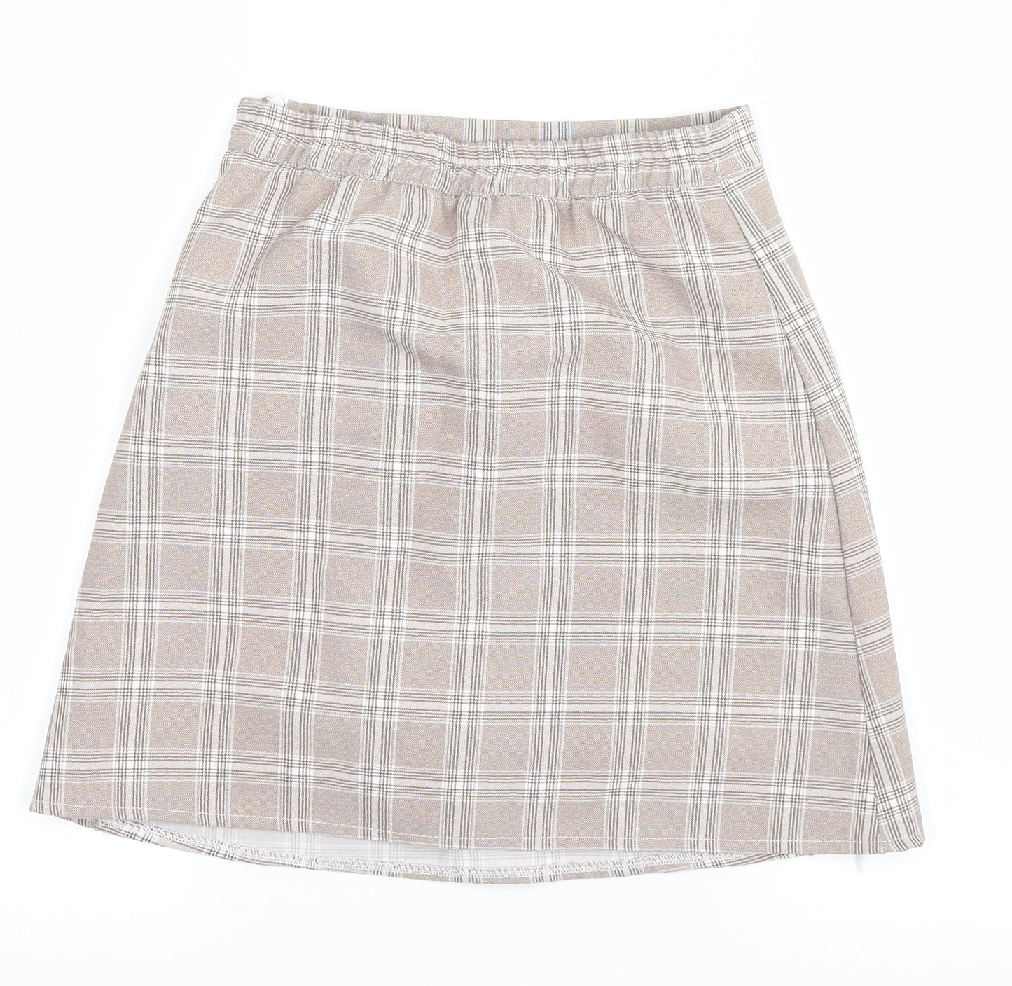 no brand Womens Beige Plaid  Mini Skirt Size M