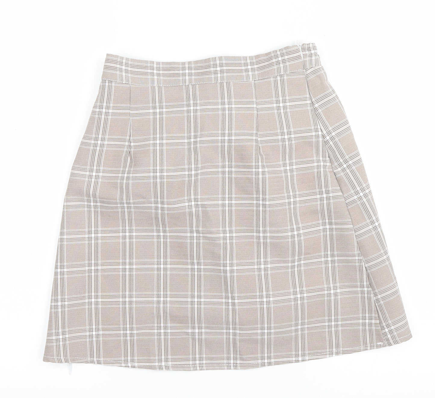 no brand Womens Beige Plaid  Mini Skirt Size M