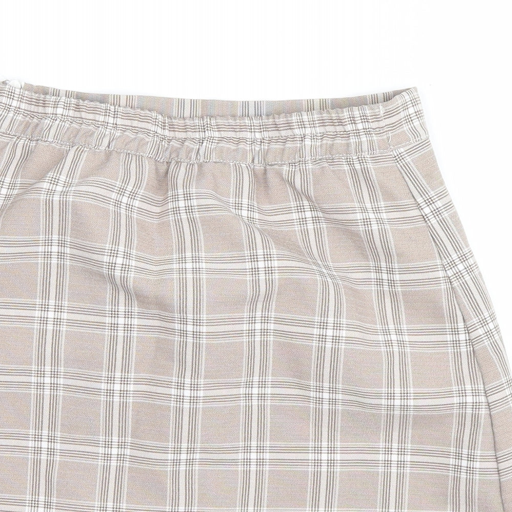 no brand Womens Beige Plaid  Mini Skirt Size M