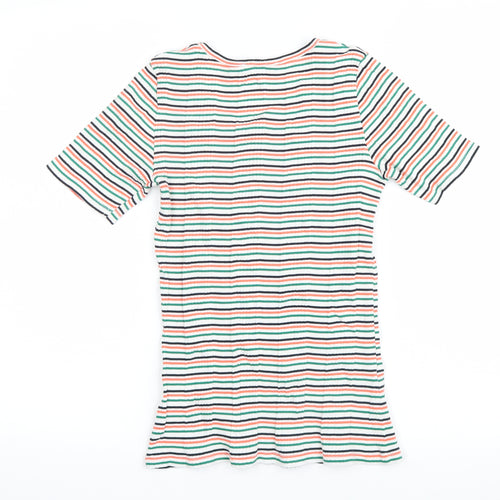 Marks and Spencer Womens Green Striped  Basic T-Shirt Size 6