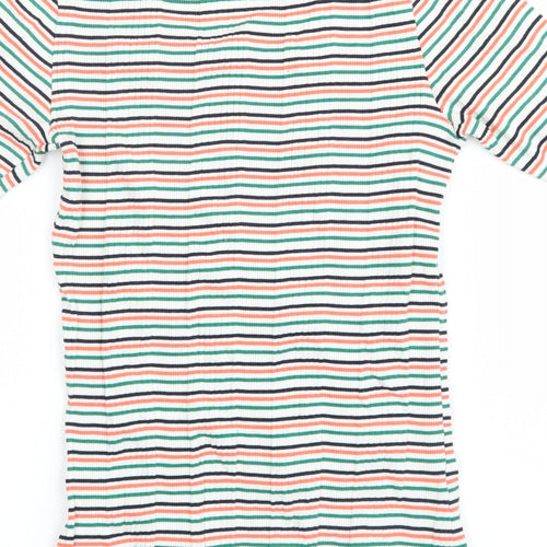 Marks and Spencer Womens Green Striped  Basic T-Shirt Size 6
