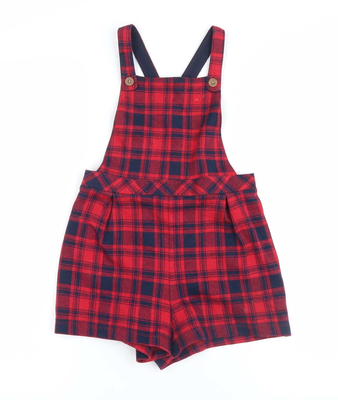F&F Girls Red Plaid  Dungaree One-Piece Size 6-7 Years