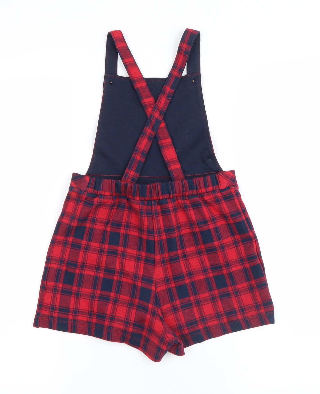 F&F Girls Red Plaid  Dungaree One-Piece Size 6-7 Years
