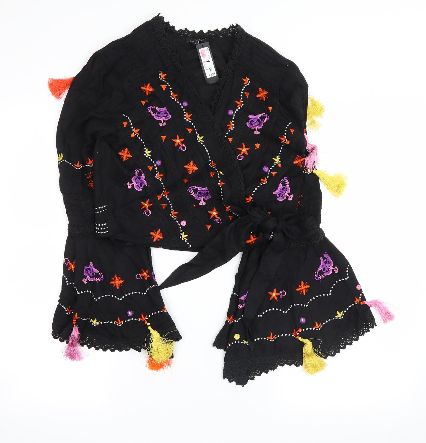 River Island Womens Black Floral  Basic Blouse Size 8