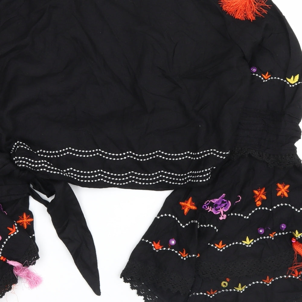 River Island Womens Black Floral  Basic Blouse Size 8