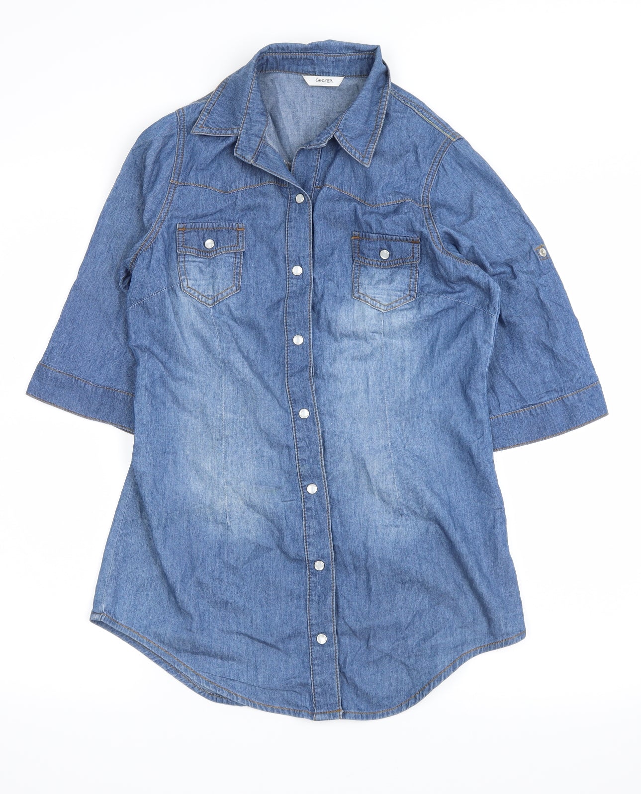George Womens Blue   Basic Button-Up Size 10