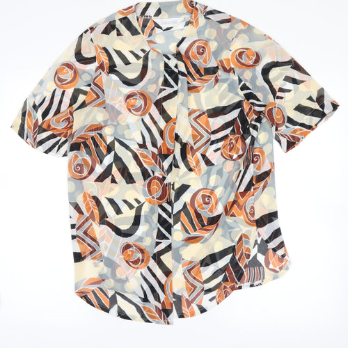 SENSATIONS Womens Ivory Floral  Basic Button-Up Size 10