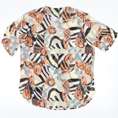 SENSATIONS Womens Ivory Floral  Basic Button-Up Size 10