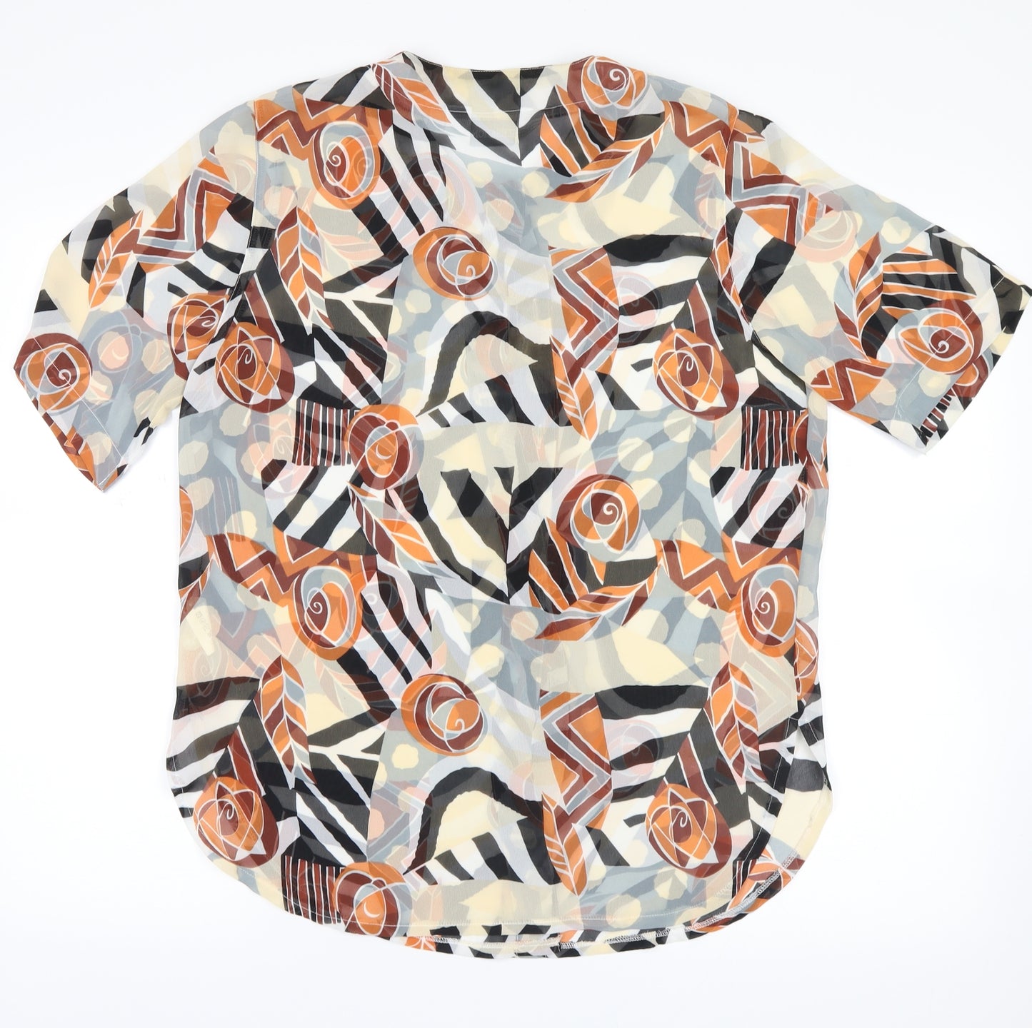 SENSATIONS Womens Ivory Floral  Basic Button-Up Size 10