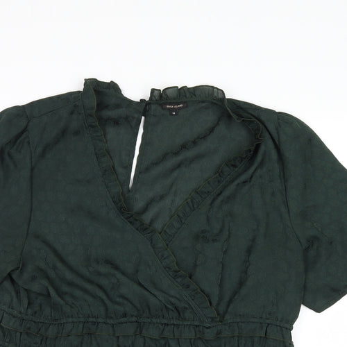 River Island Womens Green Floral  Basic Blouse Size 18