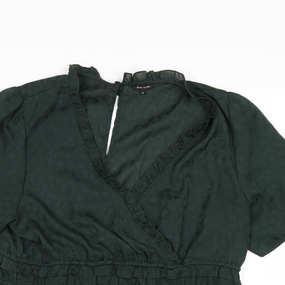 River Island Womens Green Floral  Basic Blouse Size 18