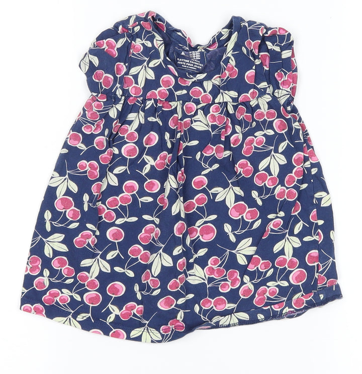 Gap  Blue Spotted  T-Shirt Dress  Size 18-24 Months  - cherries