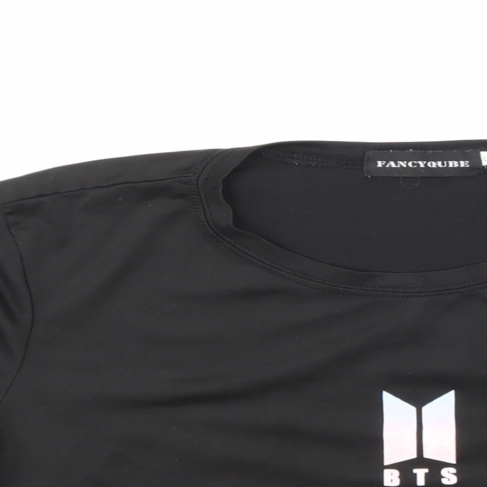 Fancyqube Womens Black   Cropped T-Shirt Size S