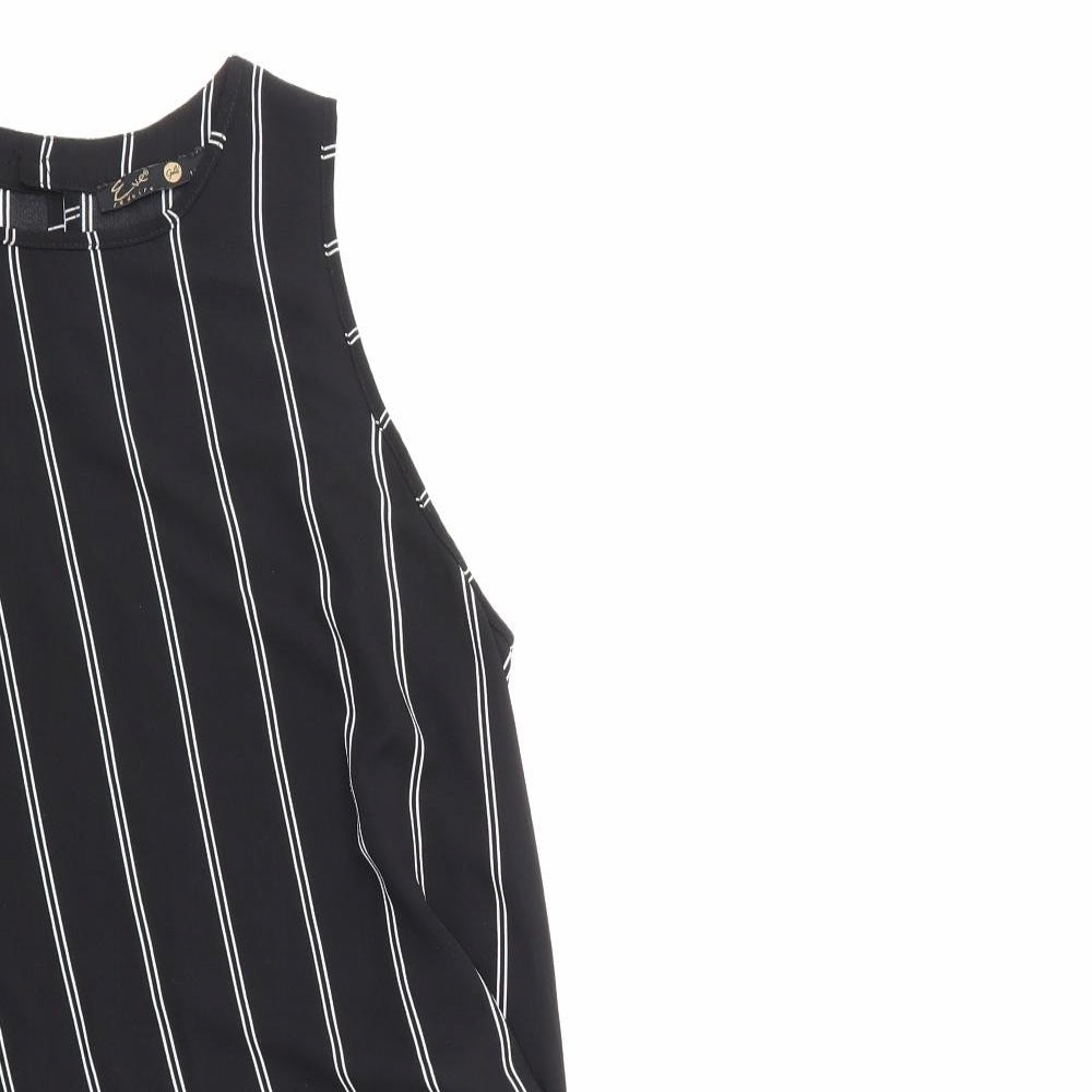 eve Womens Black Striped  Basic Blouse Size 14