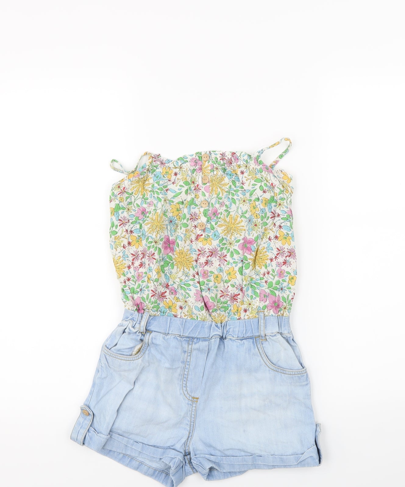 NEXT Girls Multicoloured Floral  Jumpsuit One-Piece Size 9 Years