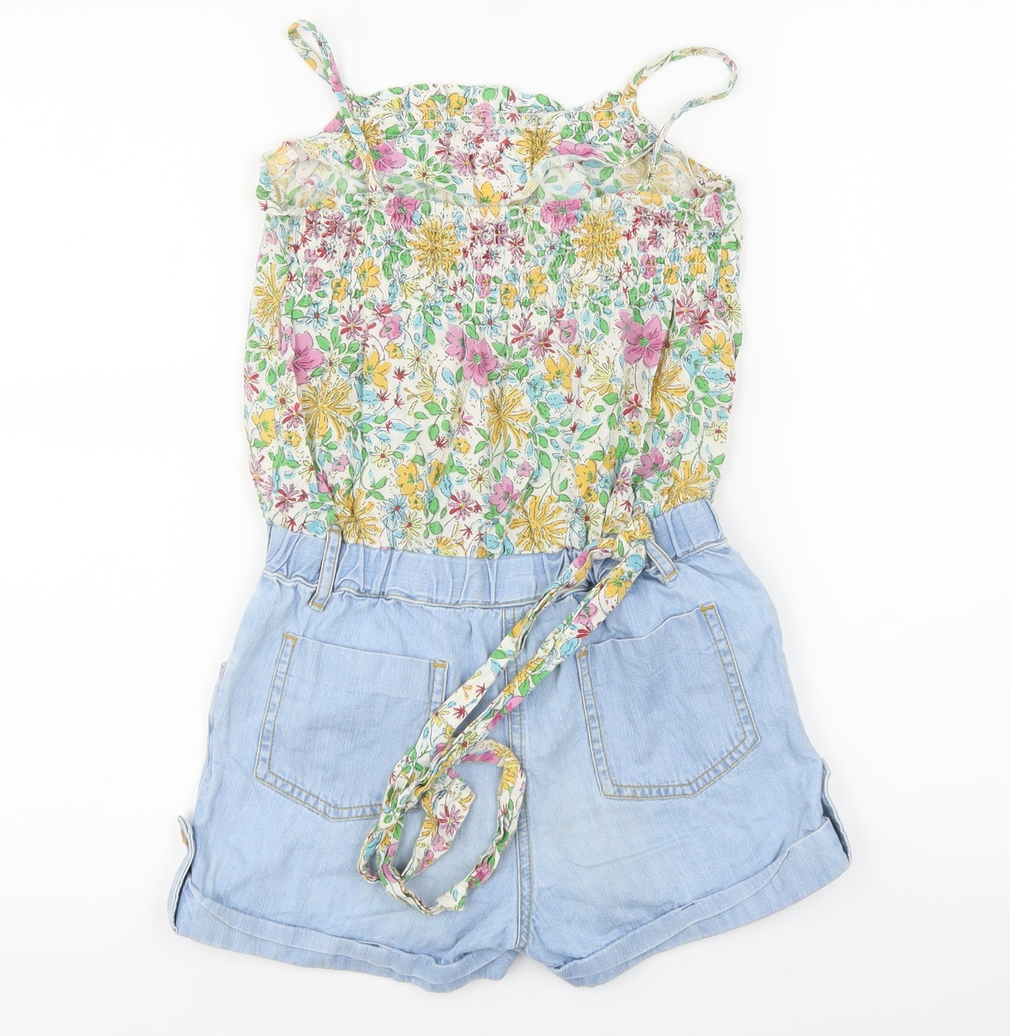 NEXT Girls Multicoloured Floral  Jumpsuit One-Piece Size 9 Years
