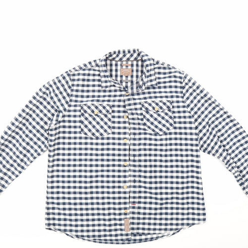 Fat Face Mens Blue Check   Button-Up Size XL