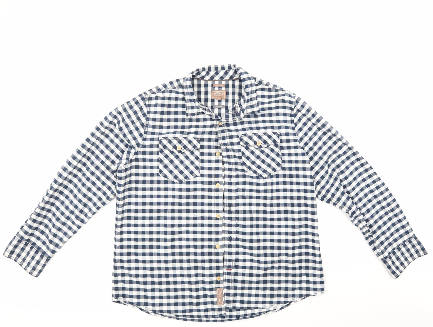 Fat Face Mens Blue Check   Button-Up Size XL