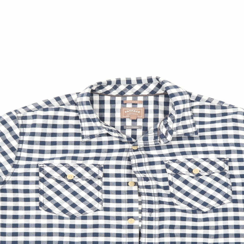 Fat Face Mens Blue Check   Button-Up Size XL