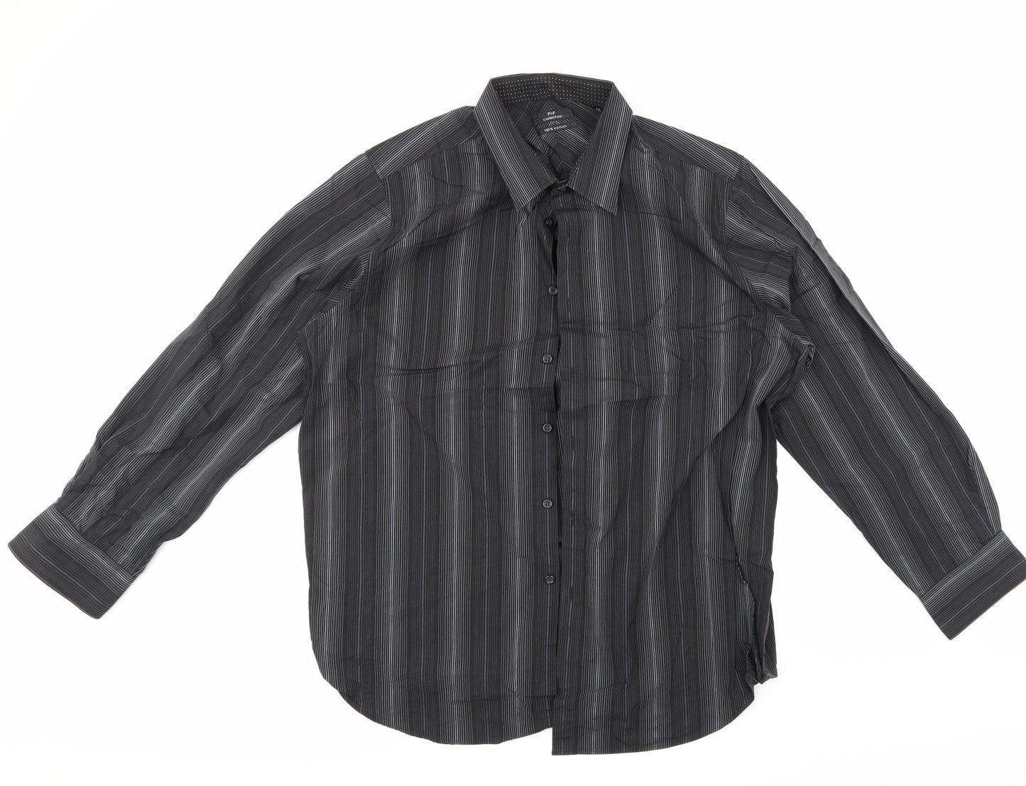 F&F Mens Black Striped   Dress Shirt Size 2XL