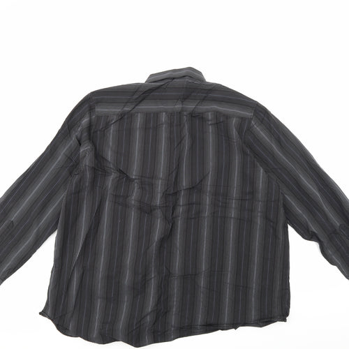 F&F Mens Black Striped   Dress Shirt Size 2XL