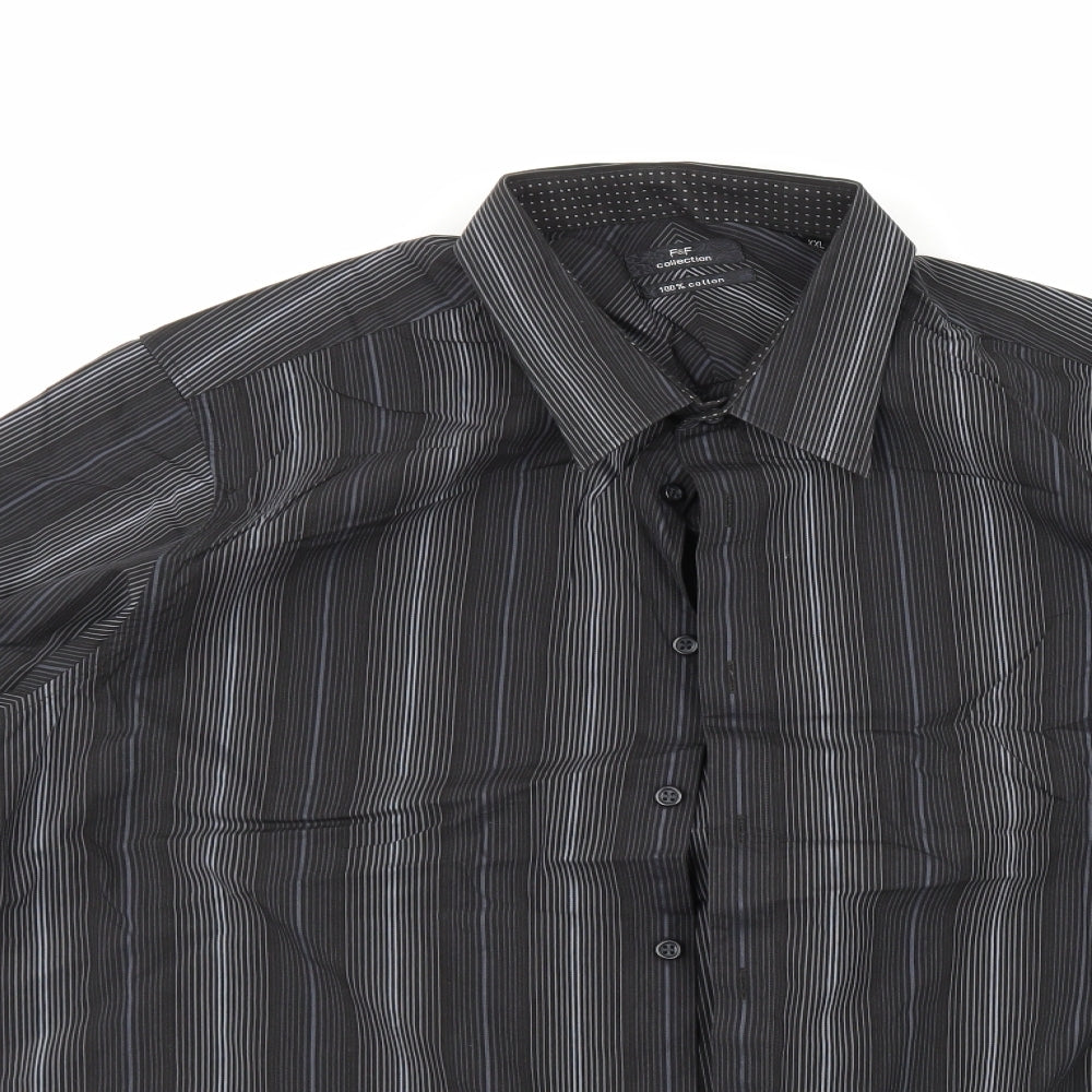 F&F Mens Black Striped   Dress Shirt Size 2XL