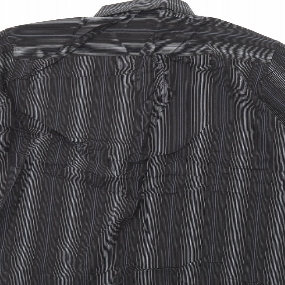 F&F Mens Black Striped   Dress Shirt Size 2XL