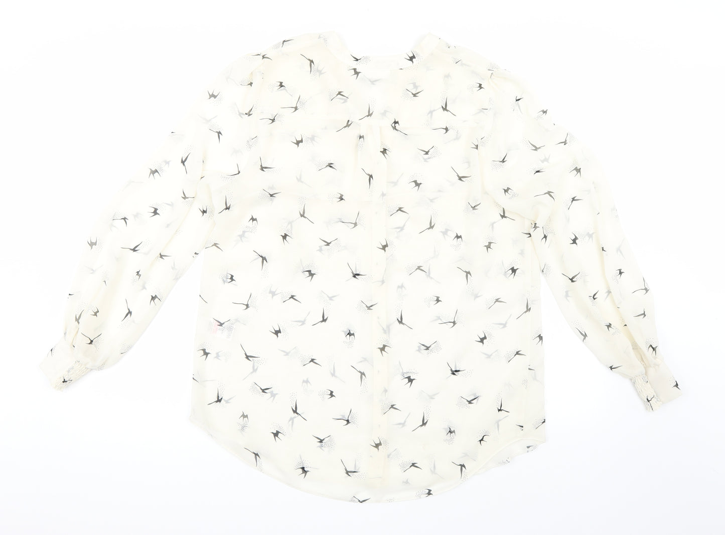 Wallis Womens White Animal Print  Basic Button-Up Size M