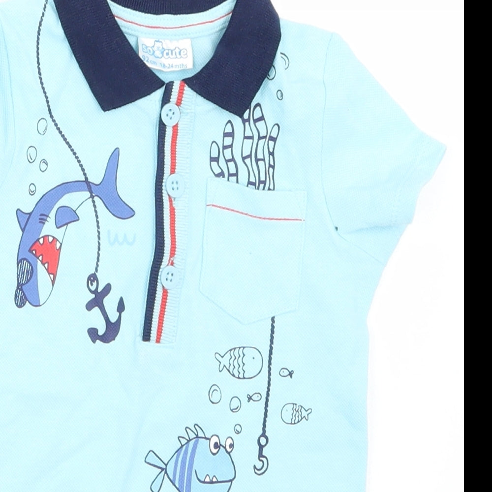 So Cute Boys Blue   Basic Polo Size 12-18 Months