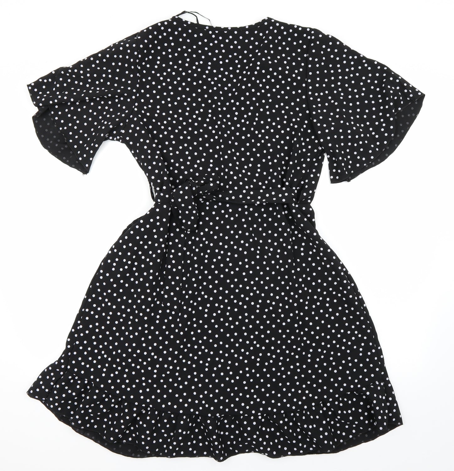 Quiz Womens Black Polka Dot  Wrap Dress  Size 14