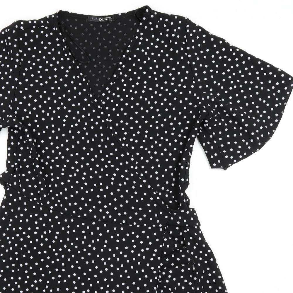 Quiz Womens Black Polka Dot  Wrap Dress  Size 14
